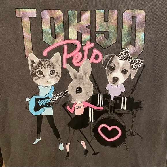 H&M Girls Animal Tokyo Pets Graphic Gray Dress Size 6-8 Yrs - Picture 3 of 7